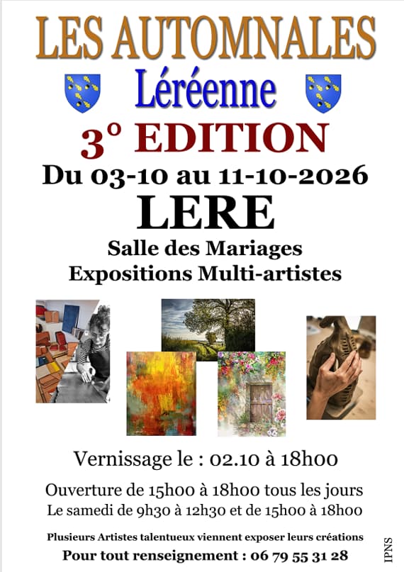 Affiche des Automnales Léréenne, troisième édition, du 3 au 11 octobre 2026